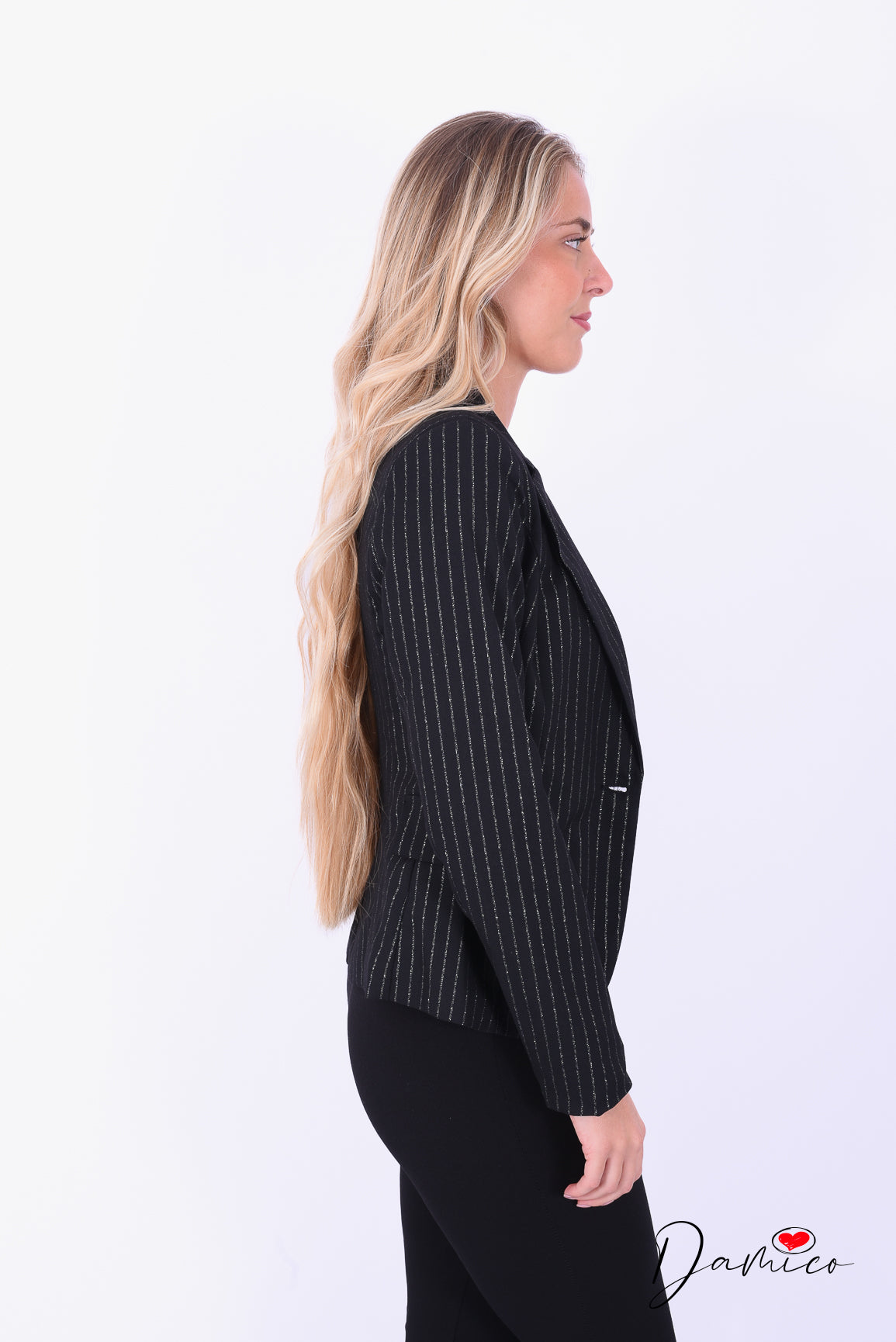Blazer gessato argento