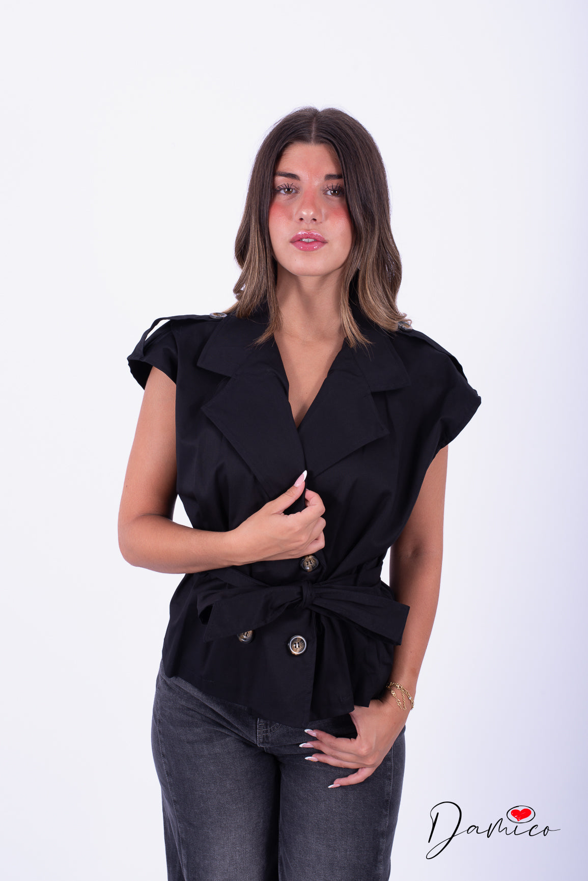 Trench corto smanicato