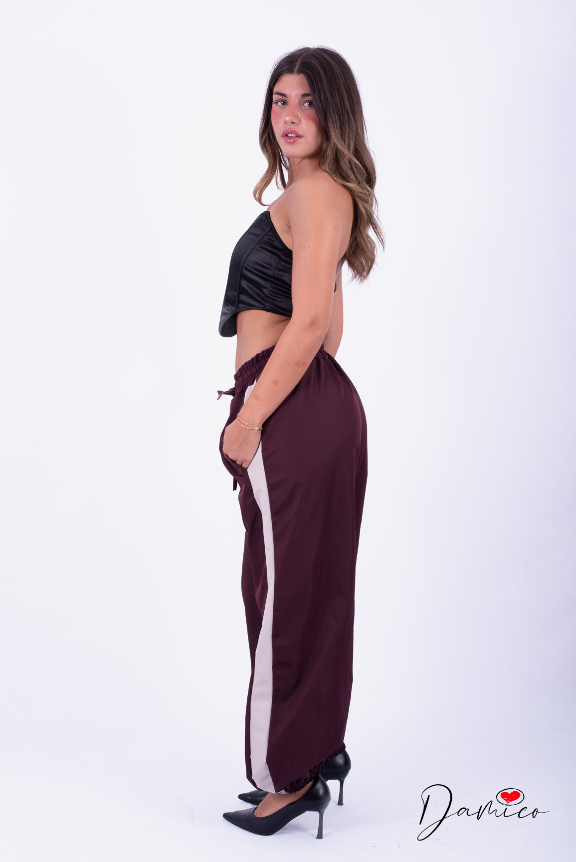 Pantaloni bicolor tek