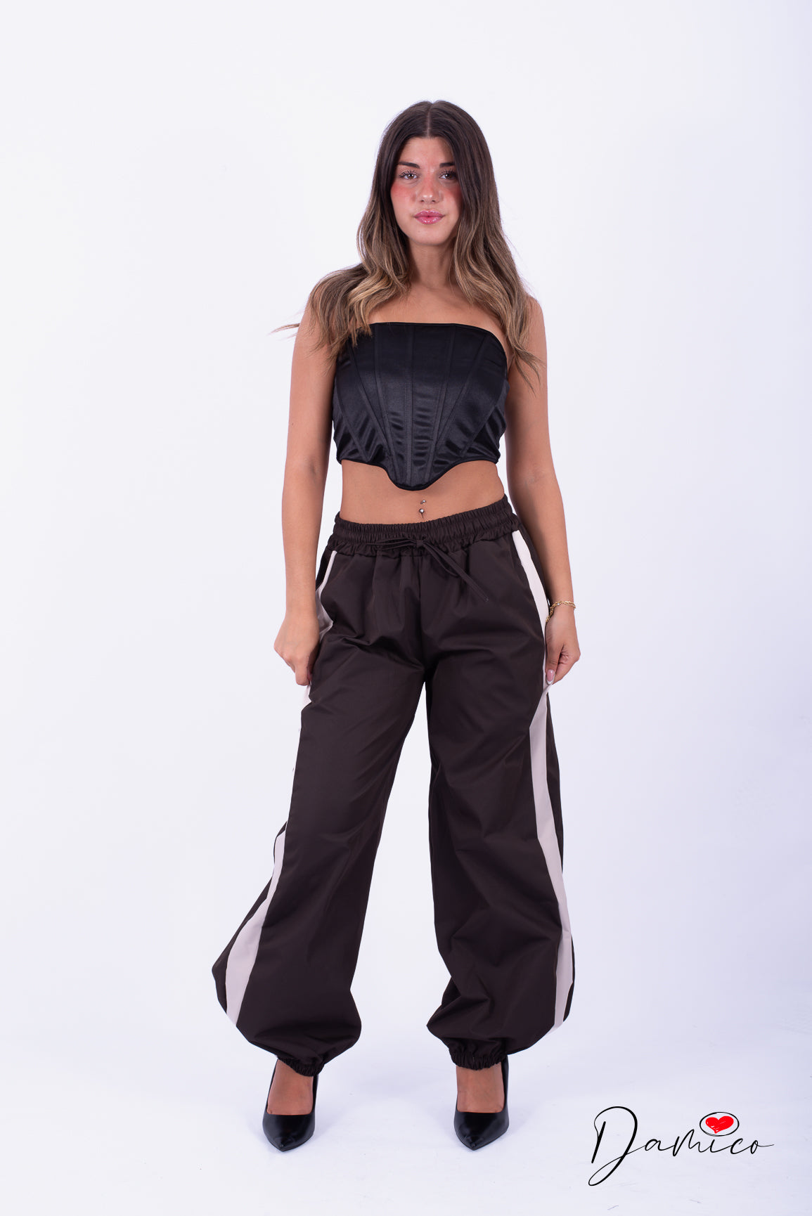 Pantaloni bicolor tek
