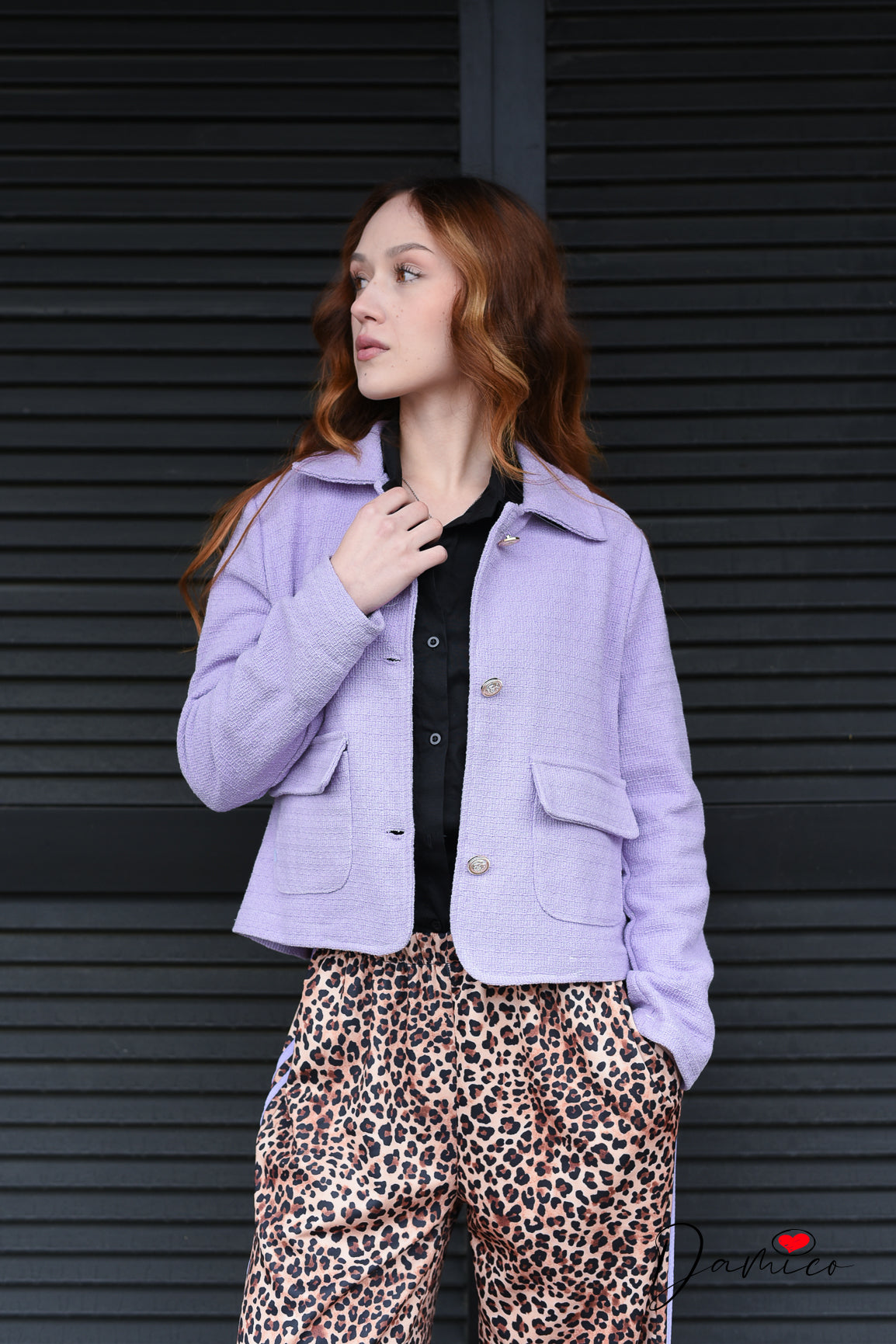 Giacca elegante textured bottoni oro