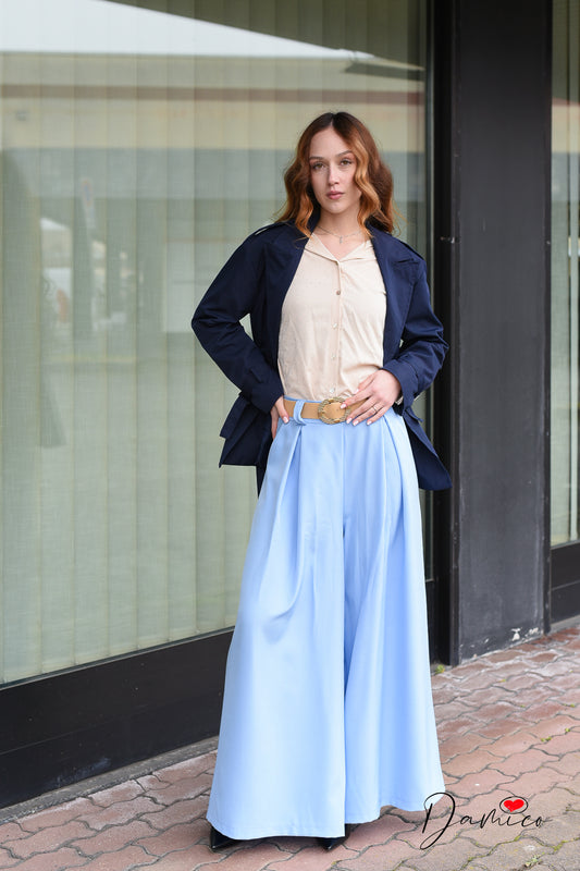 Pantapalazzo doppia pinces con cintura