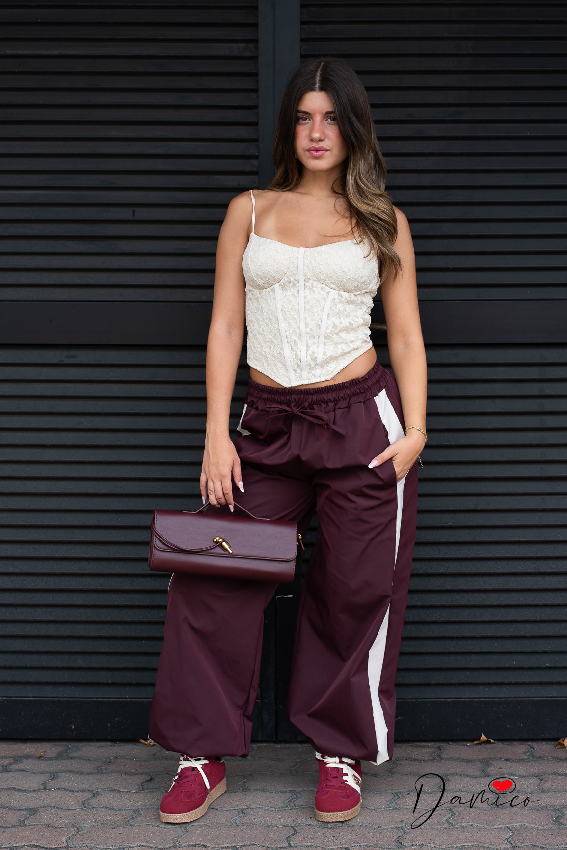 Pantaloni bicolor tek