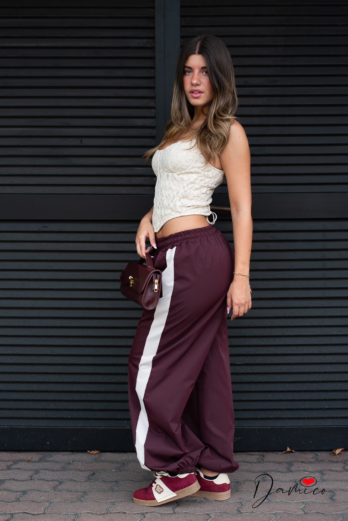 Pantaloni bicolor tek