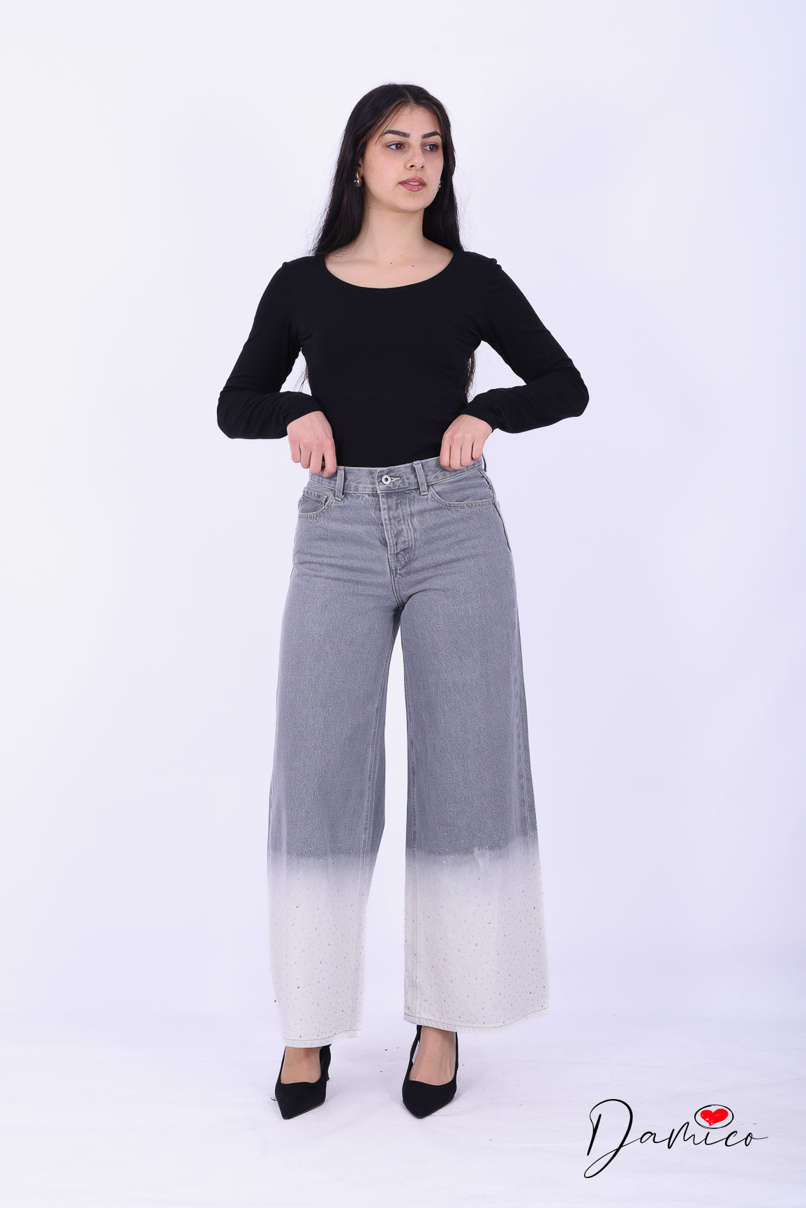 Jeans bicolor brillantini