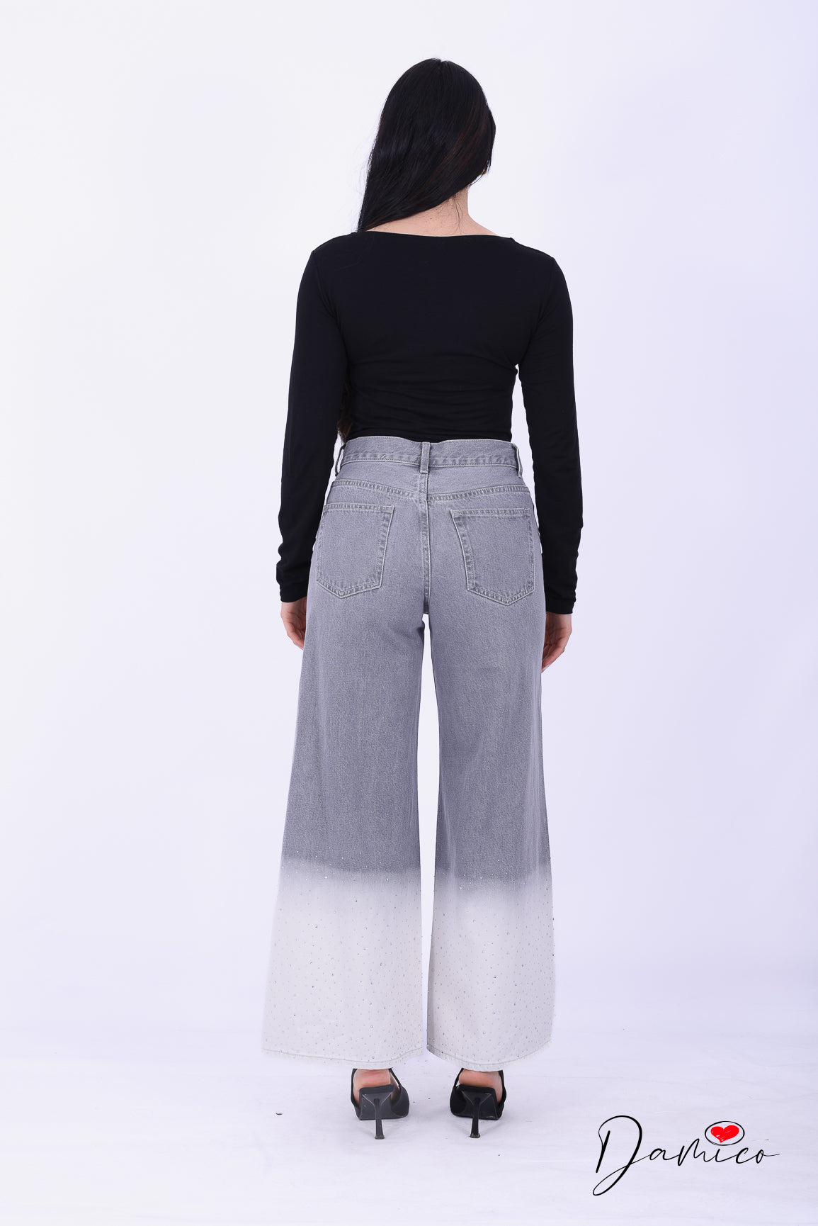 Jeans bicolor brillantini