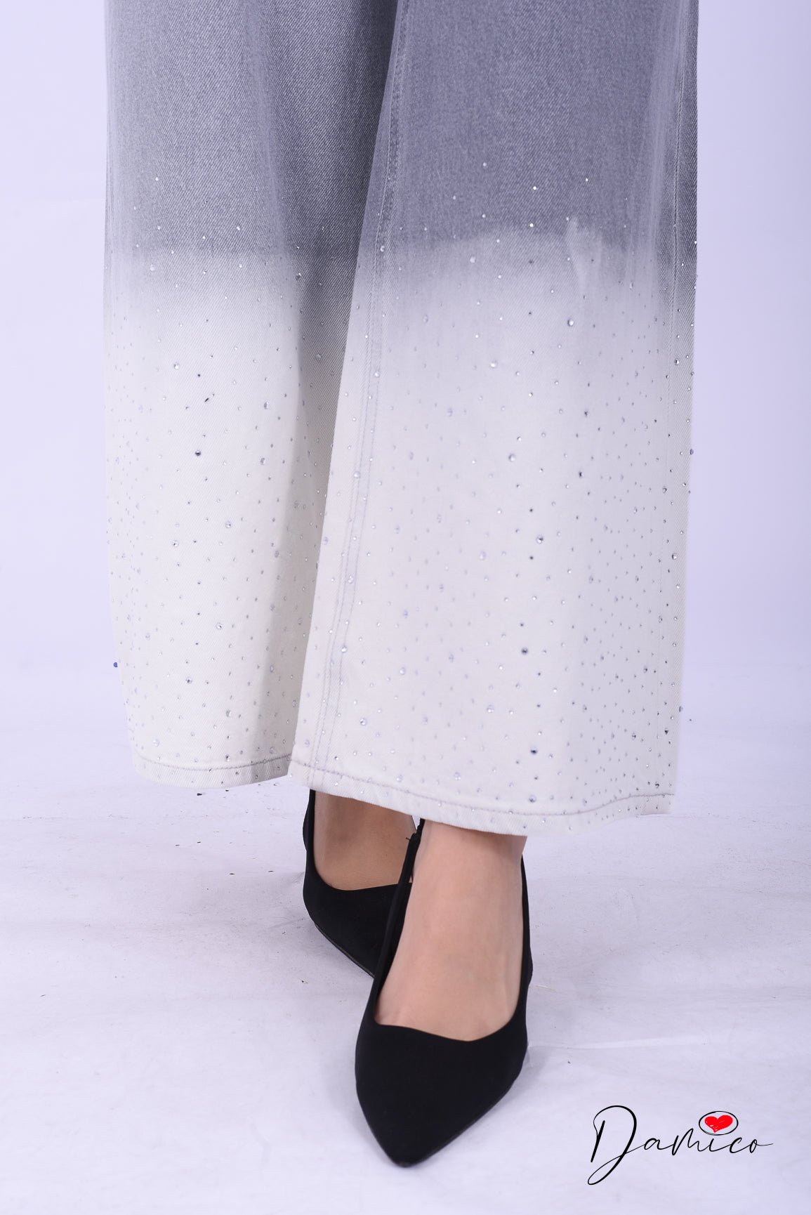 Jeans bicolor brillantini