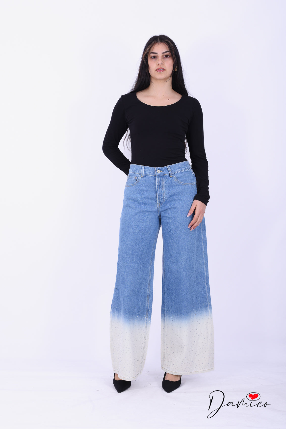 Jeans bicolor brillantini