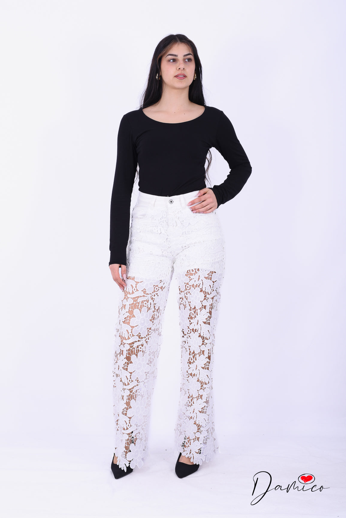 Jeans palazzo macramè