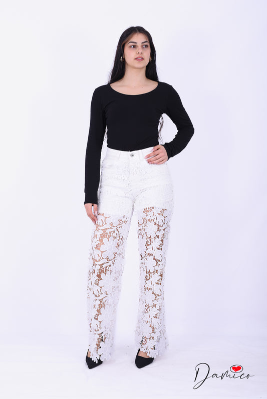 Jeans palazzo macramè