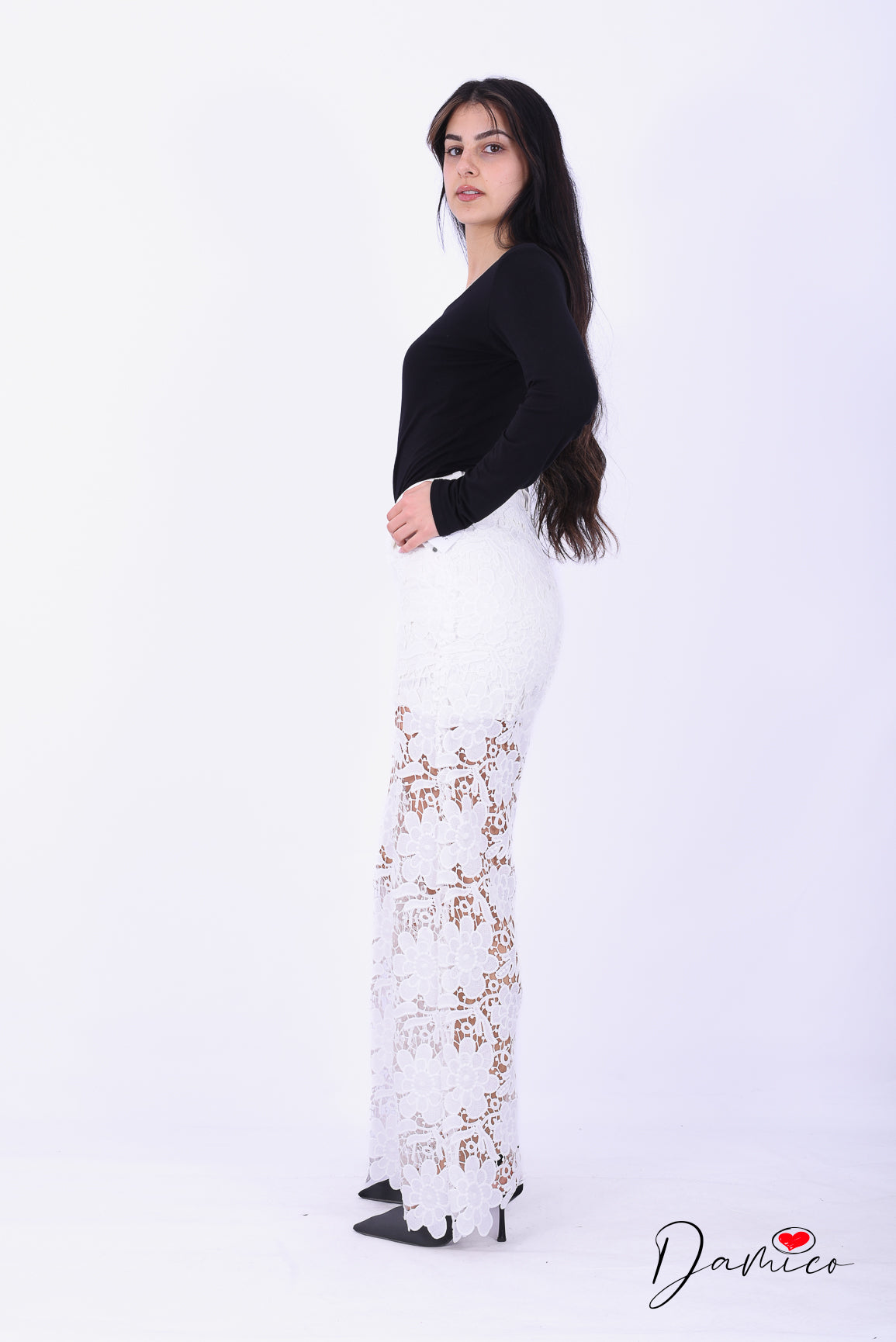 Jeans palazzo macramè