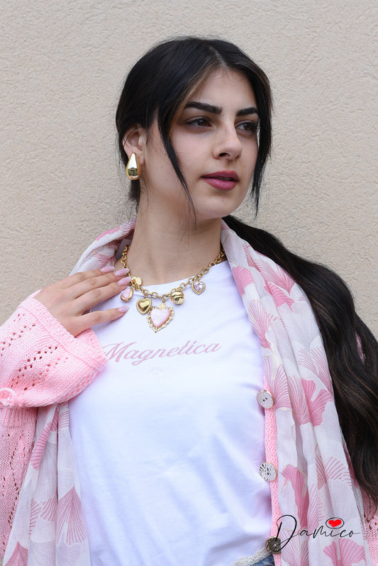 Sacred hearts and gems necklace